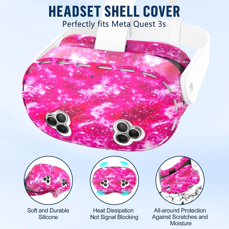ms cleo Silicone Cover Set Compatible with Meta/Oculus Quest 3s Accessories, Silicone Face Cover, Controller Grip Cover, Camera Lens Protector, VR Shell Cover, Protective Lens Cover, Not Fit Quest 3 - Image 2